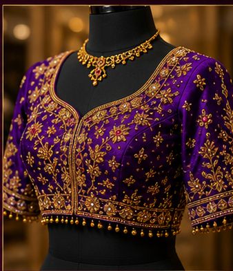 Floral Zardozi bridal blouse style