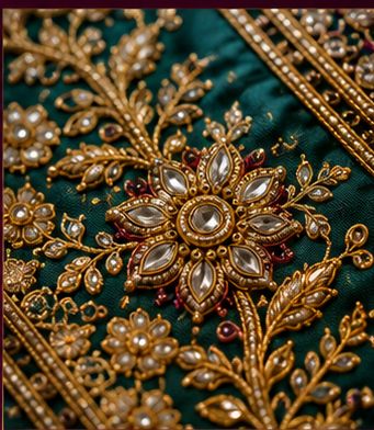 Beads and sequins assortment, close-up Aari embroidery