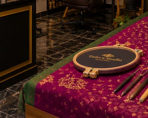 Floor-standing embroidery frame setup